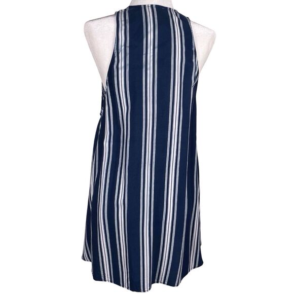 SHOW ME YOUR MUMU Rancho Mirage Tunic Dress Size Medium Lace Up Navy Blue Stripe - Picture 9 of 14